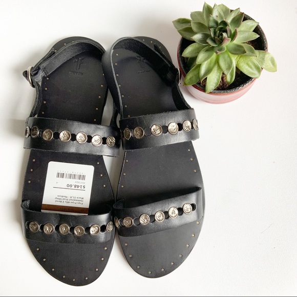 Frye Shoes - Frye Ally Black Leather Stud Sandal 11